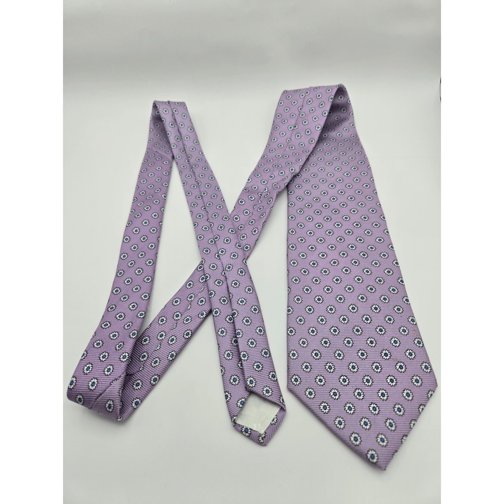 Brooks Brothers Makers Tie 3.75" Floral Daisy Silk Classic Lavender Purple USA - Picture 3 of 5